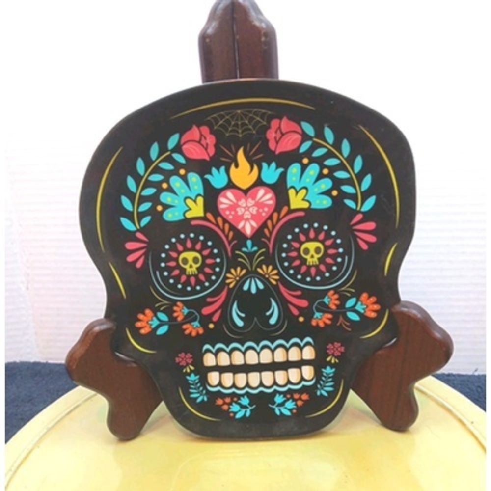 Sugar Skull Day Of The Dead Melamine Plate. 8"x7"